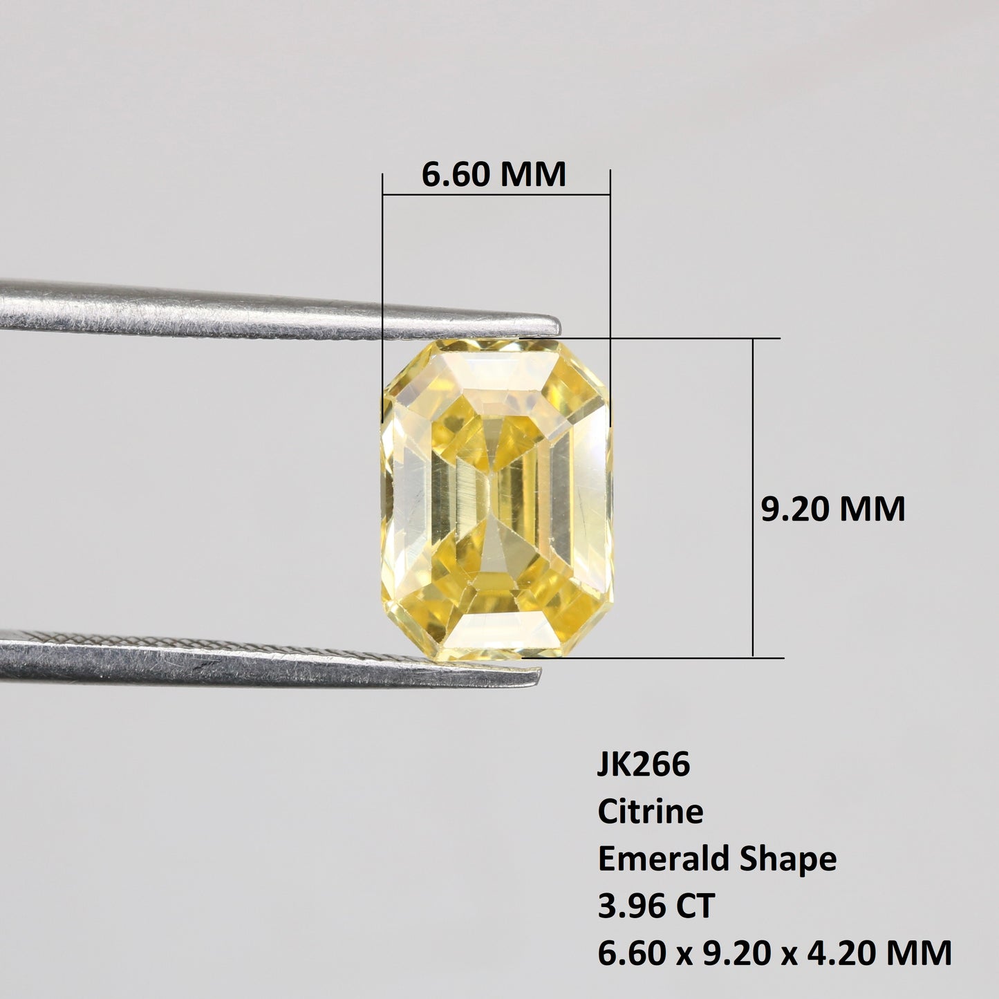 3.96 CT 6.60 MM Emerald Shape Yellow Citrine Natural Gemstone For Engagement Ring - JayKrishna Diamond
