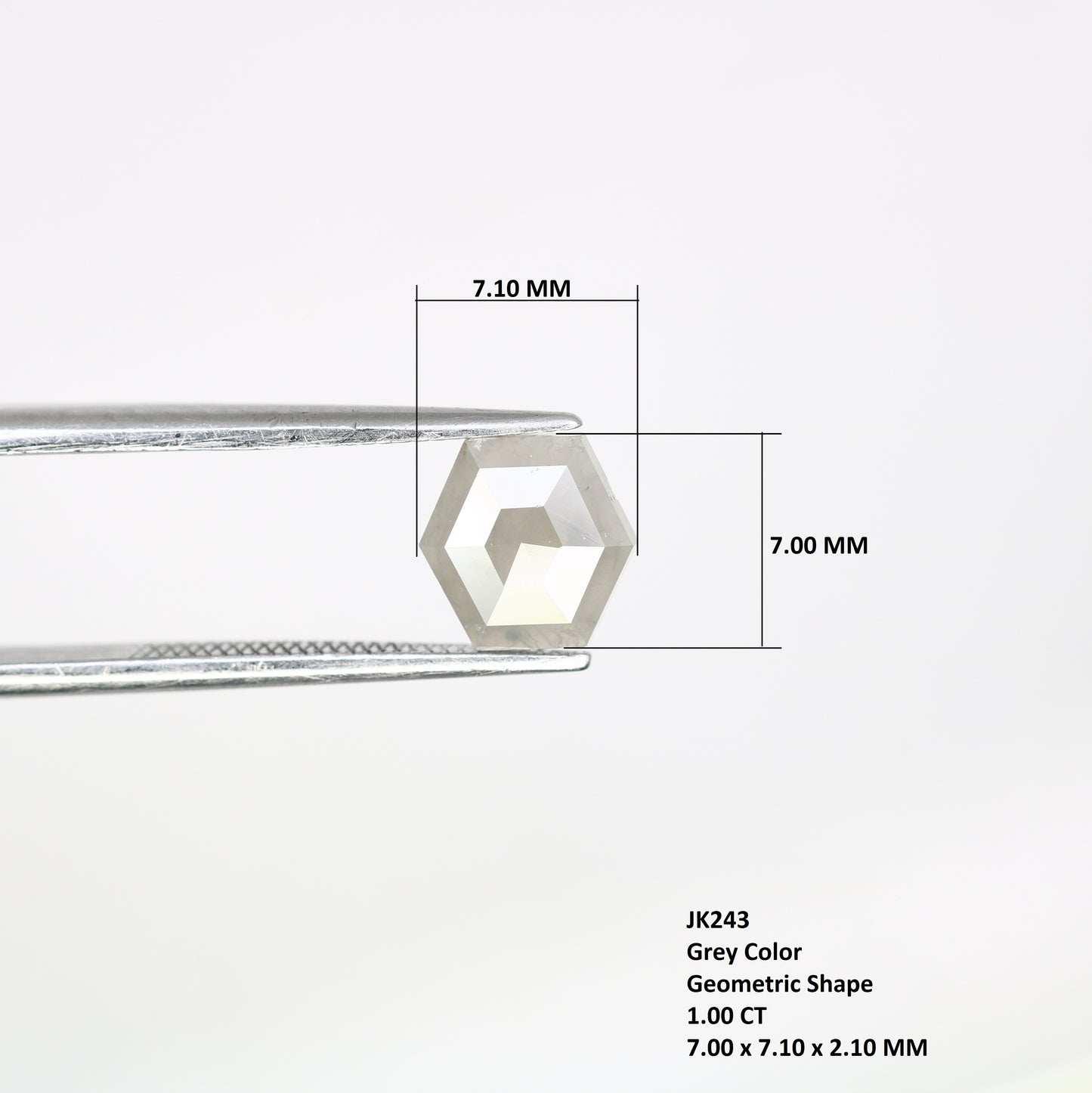1.00 CT Geometric Shape Grey 7.00 MM Natural Diamond For Engagement Ring - JayKrishna Diamond
