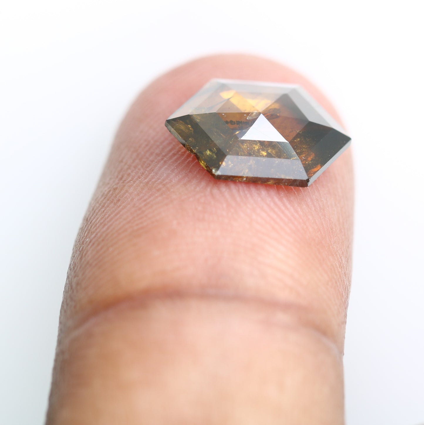 1.95 Carat Natural Brown Hexagon Shaped 12.00 MM Diamond For Proposal Ring - JayKrishna Diamond