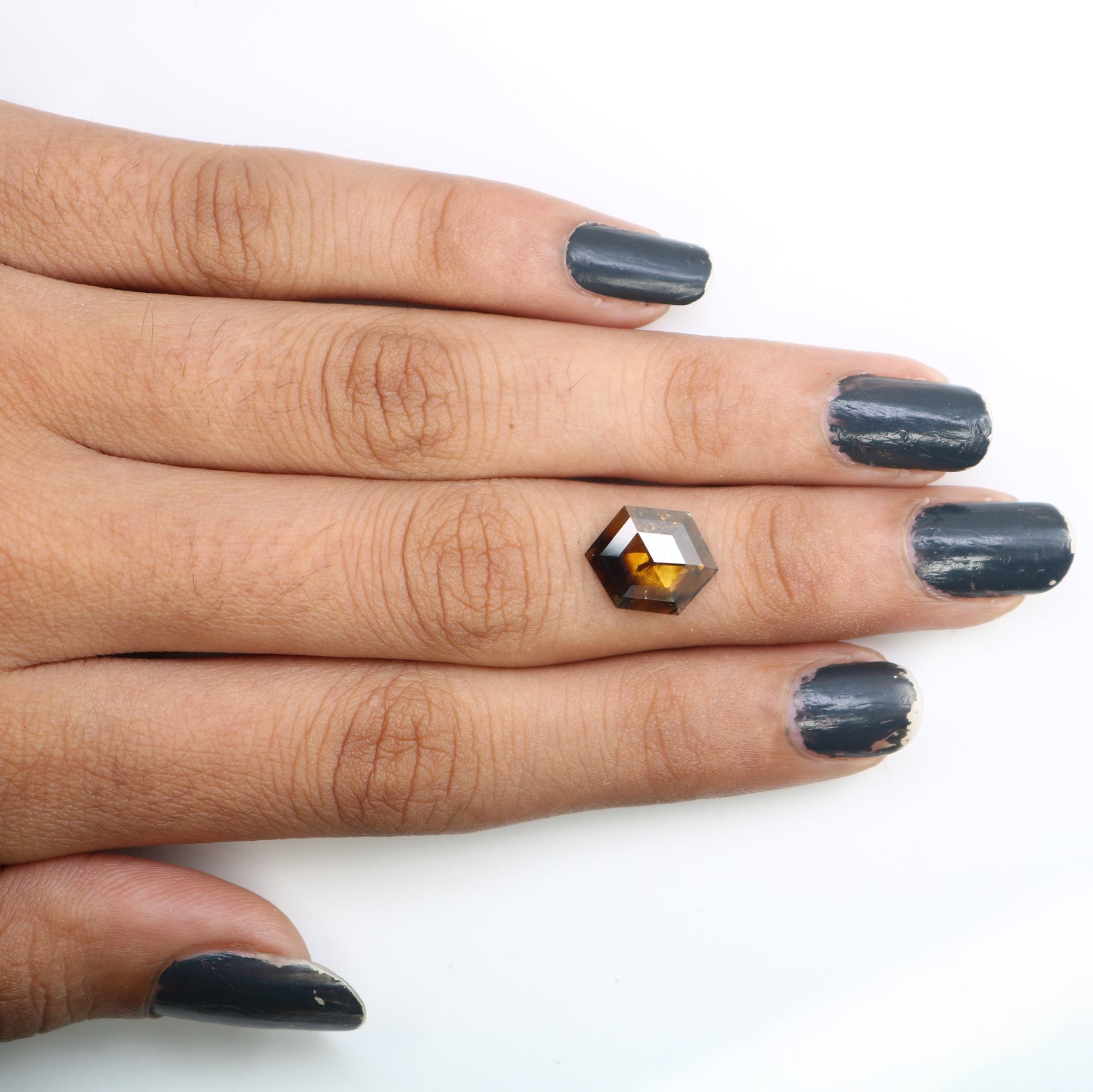 1.95 Carat Natural Brown Hexagon Shaped 12.00 MM Diamond For Proposal Ring - JayKrishna Diamond