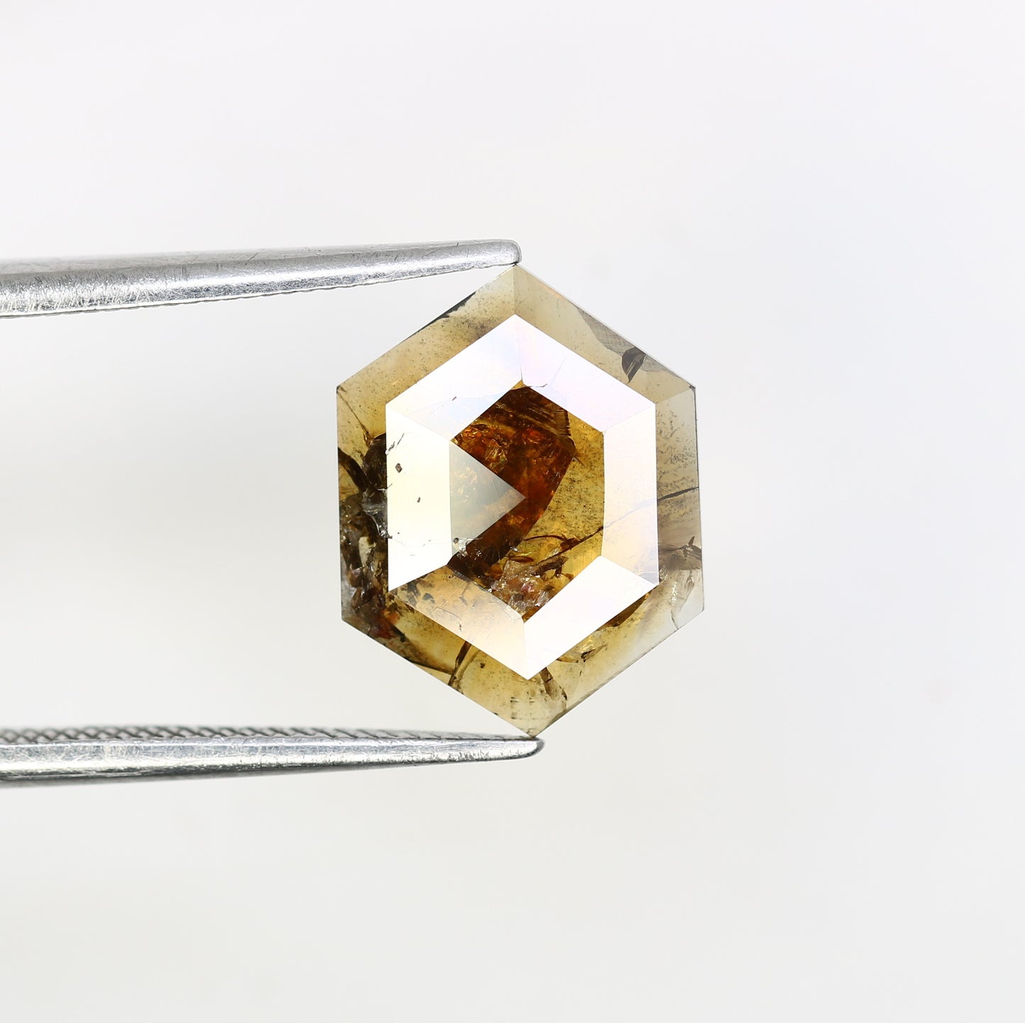 1.88 Carat 12.00 MM Hexagon Shaped Natural Brown Diamond For Promise Ring - JayKrishna Diamond