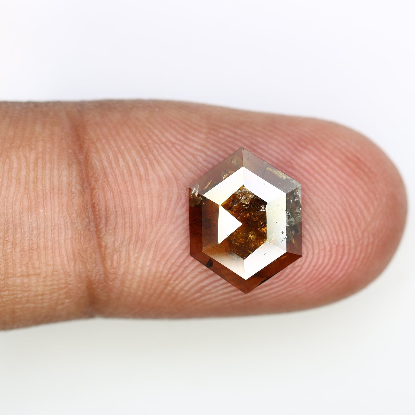 1.88 Carat 12.00 MM Hexagon Shaped Natural Brown Diamond For Promise Ring - JayKrishna Diamond