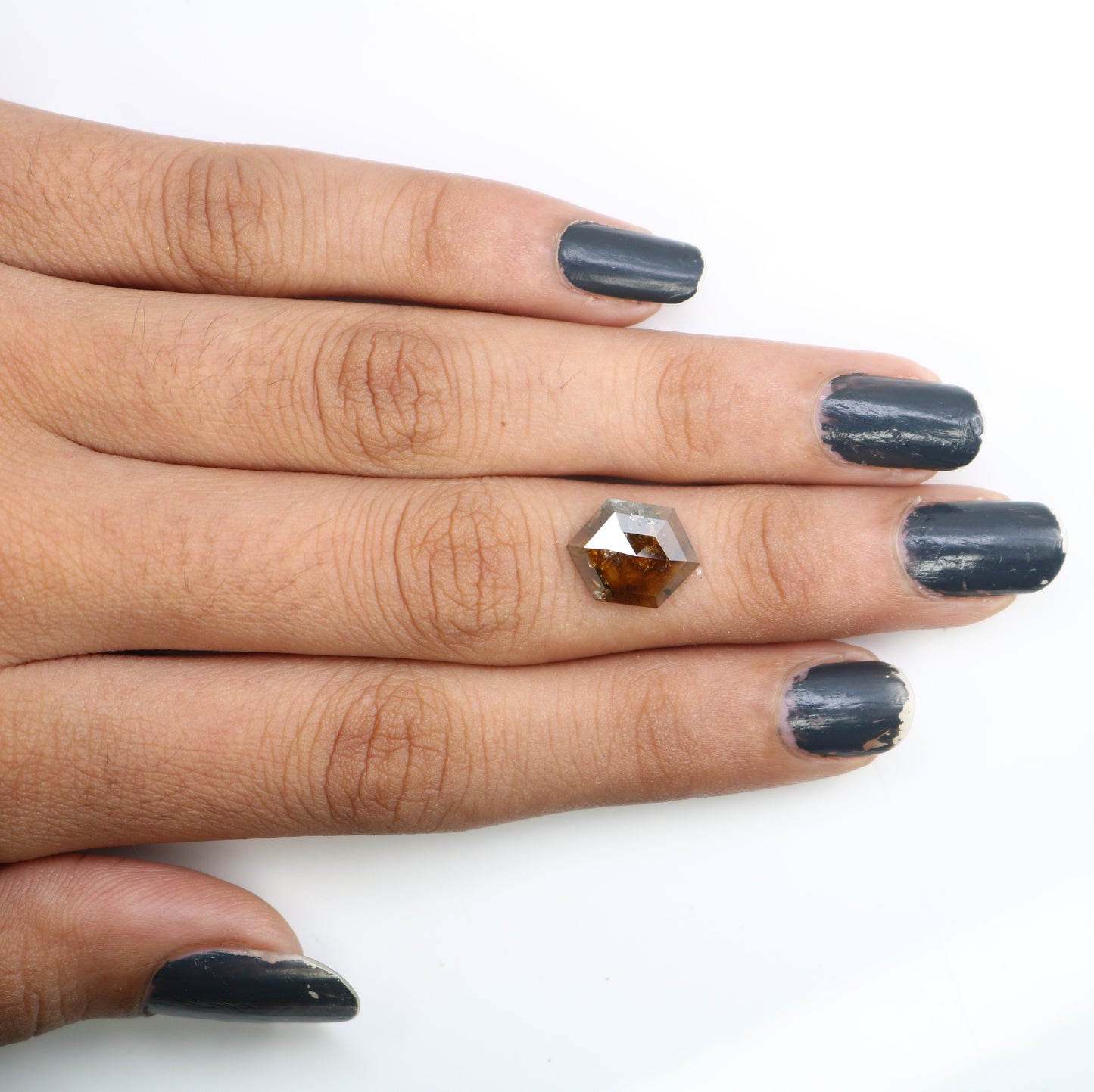 1.88 Carat 12.00 MM Hexagon Shaped Natural Brown Diamond For Promise Ring - JayKrishna Diamond