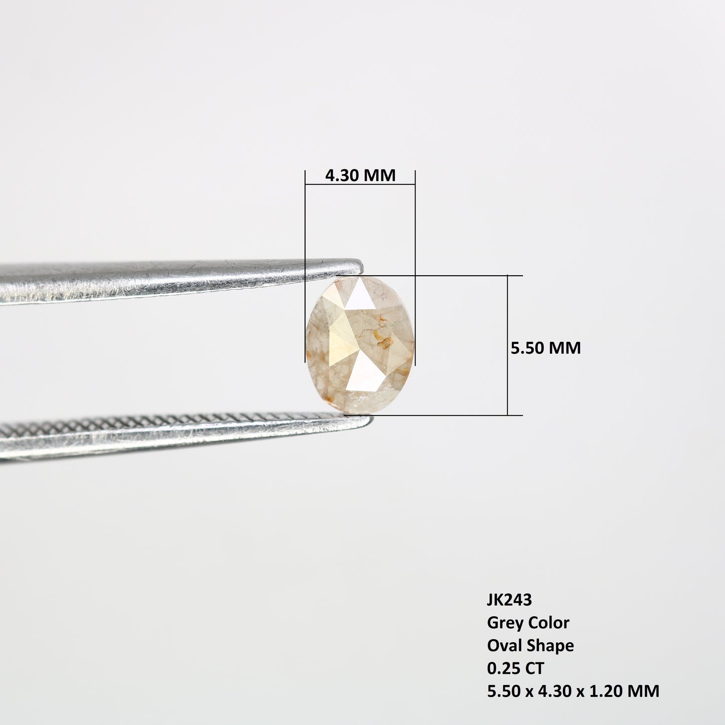 0.25 CT Oval Cut 5.50 MM Loose Grey Natural Diamond – Ideal for Engagement Rings | Elegant Grey Diamond Jewelry - JayKrishna Diamond