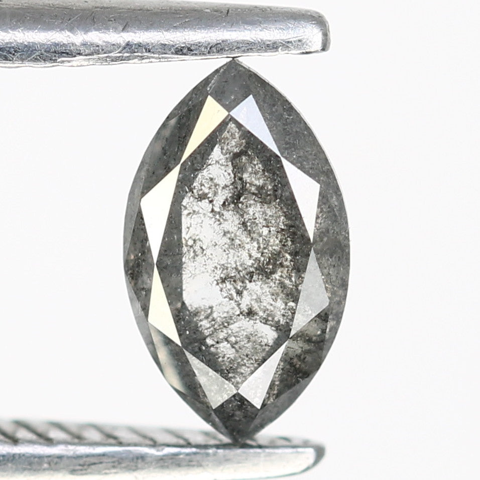 0.34 Carat 6MM Marquise Salt and Pepper Diamond for Custom Engagement Rings, Unique Fine Jewelry, Rustic Wedding Rings - JayKrishna Diamond