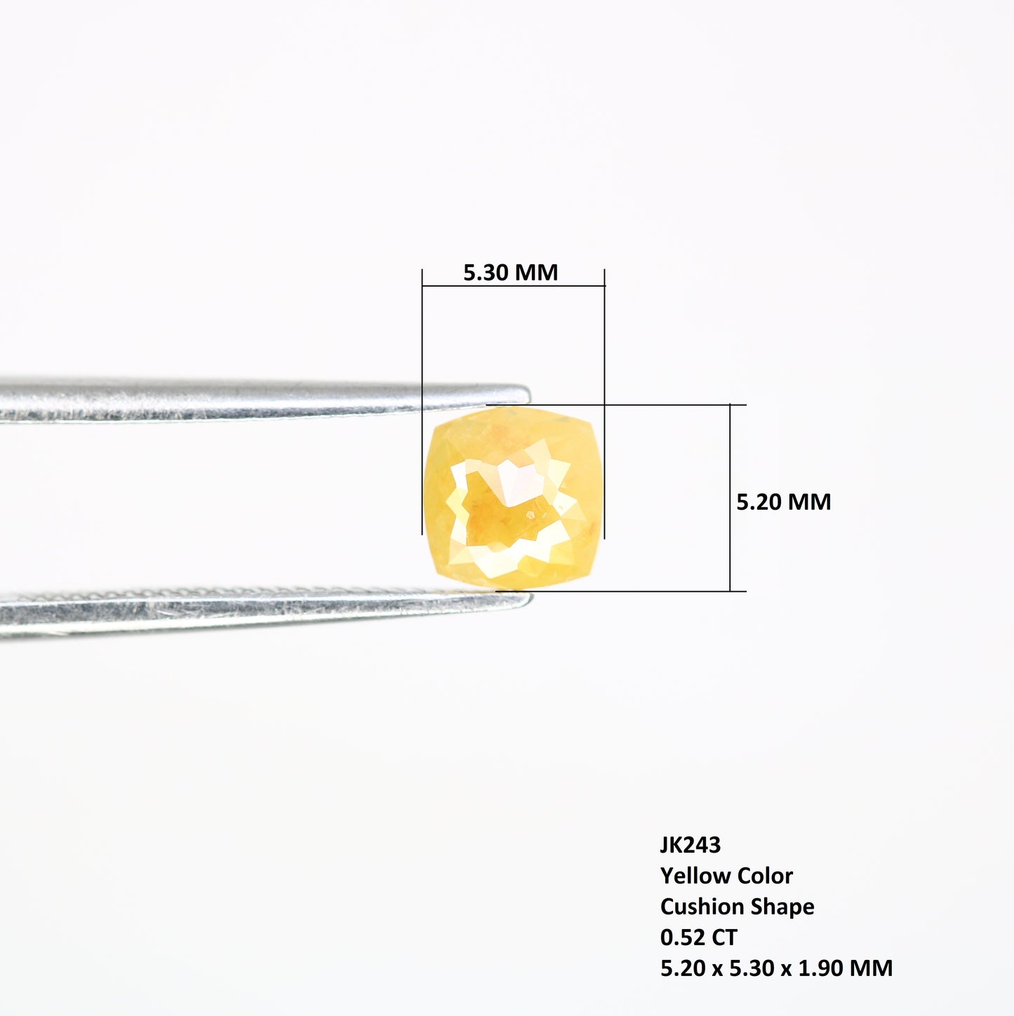 0.52 CT 5.20 MM Cushion Shape Yellow Fancy Diamond For Designer Ring - JayKrishna Diamond
