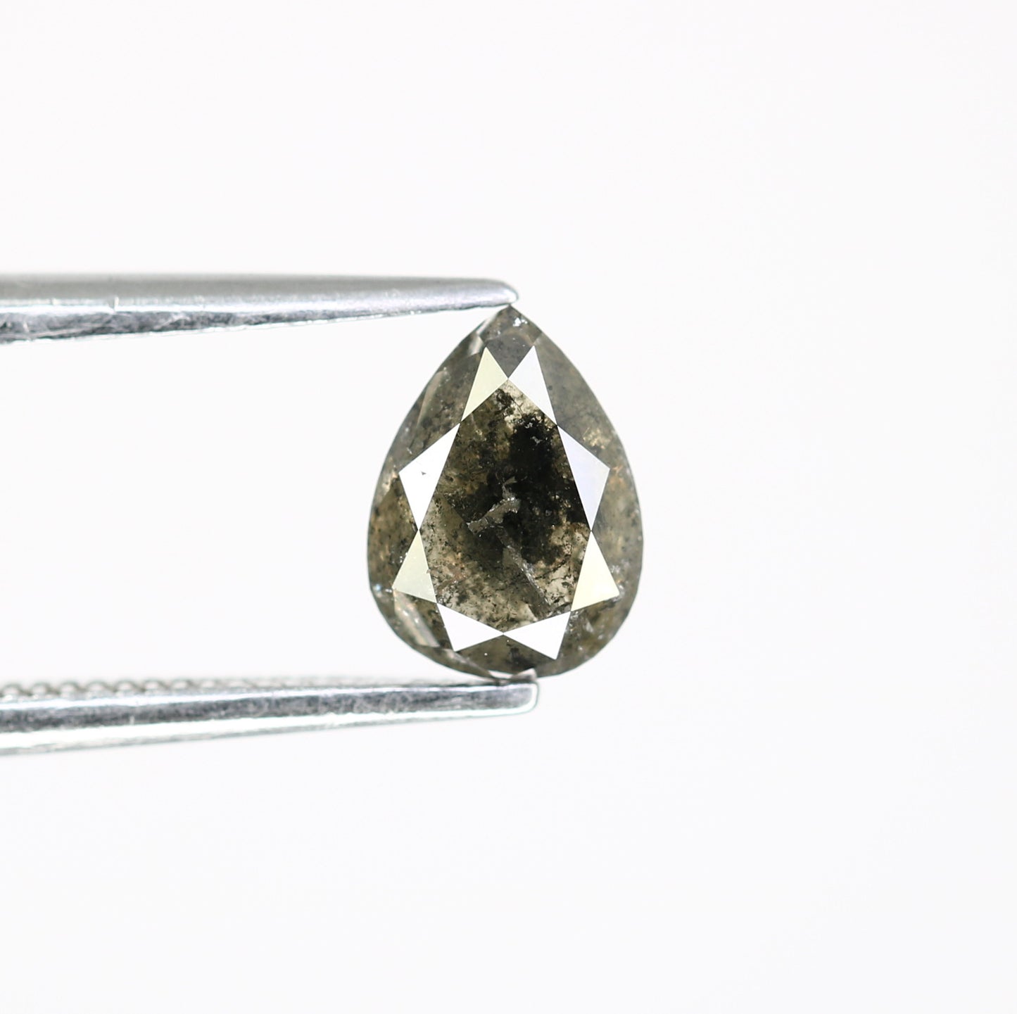 0.96 Carat Loose Pear Cut Salt And Pepper 6.90 MM Diamond For Promise Ring - JayKrishna Diamond