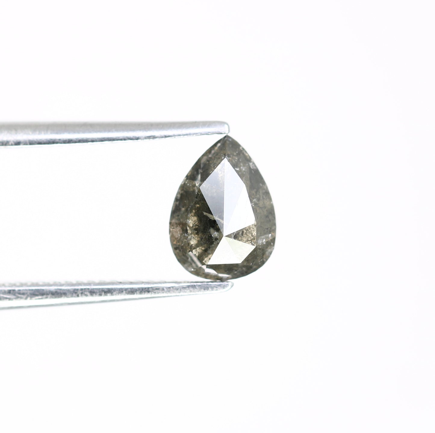 0.96 Carat Loose Pear Cut Salt And Pepper 6.90 MM Diamond For Promise Ring - JayKrishna Diamond