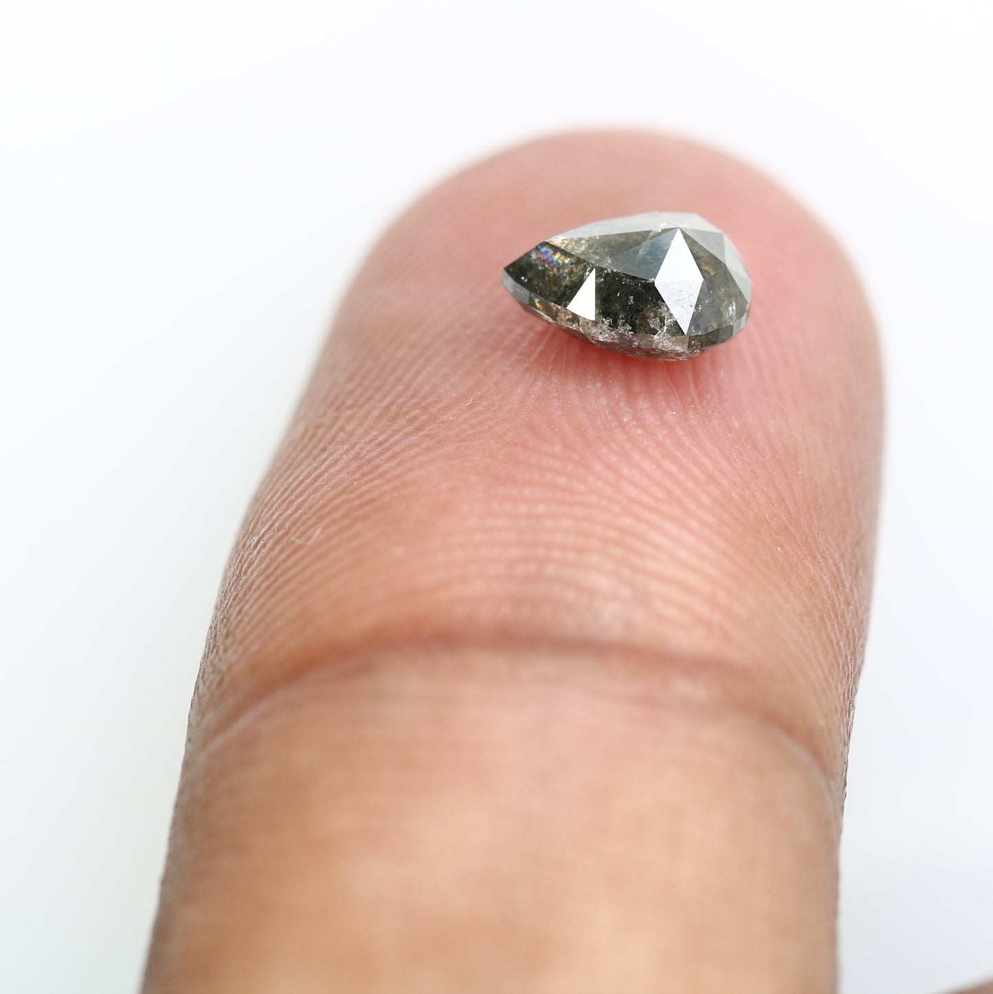 0.96 Carat Loose Pear Cut Salt And Pepper 6.90 MM Diamond For Promise Ring - JayKrishna Diamond