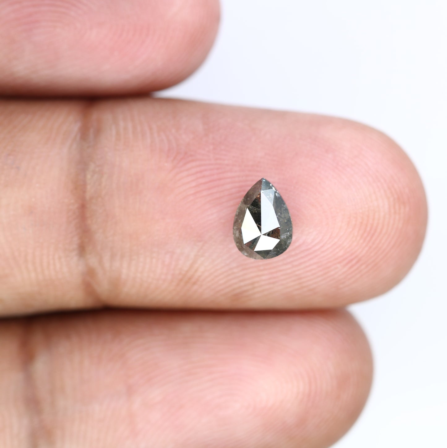 0.96 Carat Loose Pear Cut Salt And Pepper 6.90 MM Diamond For Promise Ring - JayKrishna Diamond