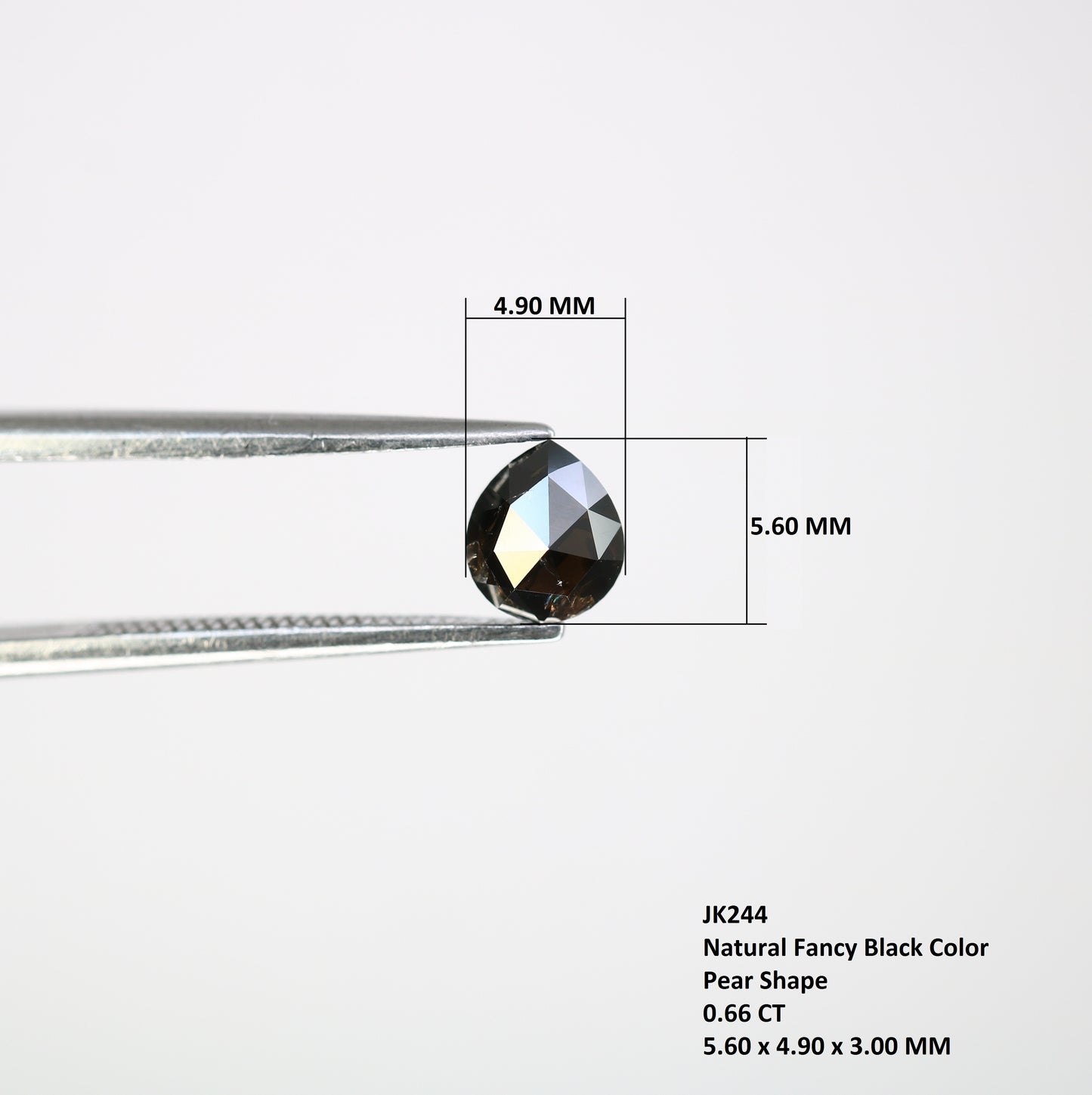 0.66 CT 5.60 MM Natural Fancy Black Pear Cut Diamond for Designer Ring - Unique Gemstone for Custom Jewelry Creations - JayKrishna Diamond