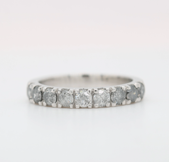 14k Yellow Gold Wedding Band Womens Half Eternity Band, Engagement Ring Band, Gold Ring, Simulated Diamond Wedding Ring, Anniversary Ring - JayKrishna Diamond