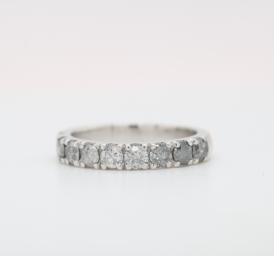 14k Yellow Gold Wedding Band Womens Half Eternity Band, Engagement Ring Band, Gold Ring, Simulated Diamond Wedding Ring, Anniversary Ring - JayKrishna Diamond
