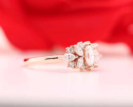 Natural Marquise Shape Designer Engagement Ring - JayKrishna Diamond