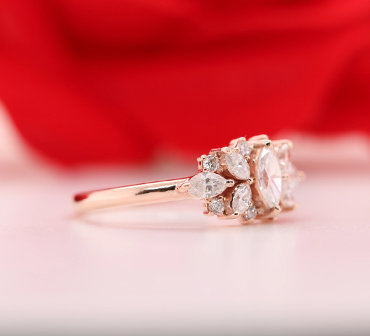 Natural Marquise Shape Designer Engagement Ring - JayKrishna Diamond