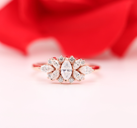 Natural Marquise Shape Designer Engagement Ring - JayKrishna Diamond