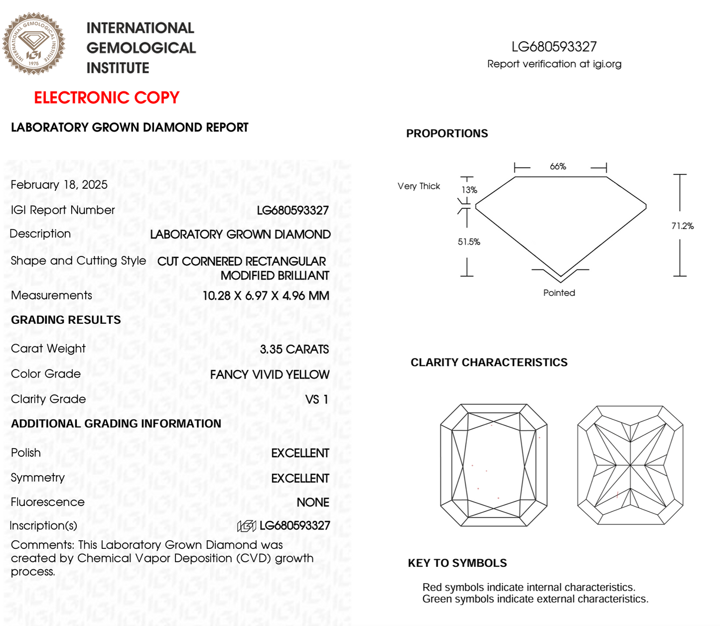 3.35 Ct Radiant Cut Fancy Yellow Lab-Grown Diamond, VS1, IGI