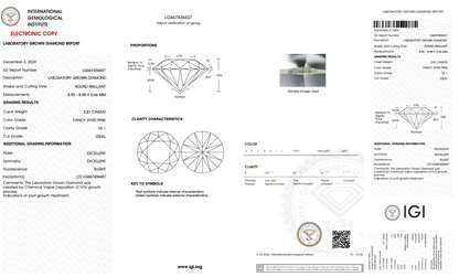 2.81 CT Round Cut Lab Grown Diamond Fancy Pink VS1 IGI Certified | Lab Created Diamond for Rings
