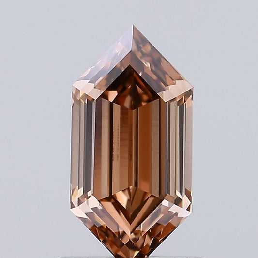 1.17 Carat Fancy Brown Hexagonal Step Cut Lab Created Diamond For Custom Jewelry