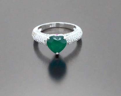 Heart-Shape Emerald Ring / 14k Solitaire Emerald Ring / Promise Ring / 14k Gold Stackable Emerald Ring Fine Jewelry - JayKrishna Diamond