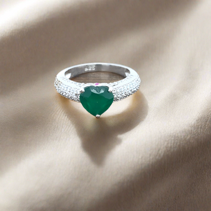 Heart-Shape Emerald Ring / 14k Solitaire Emerald Ring / Promise Ring / 14k Gold Stackable Emerald Ring Fine Jewelry - JayKrishna Diamond