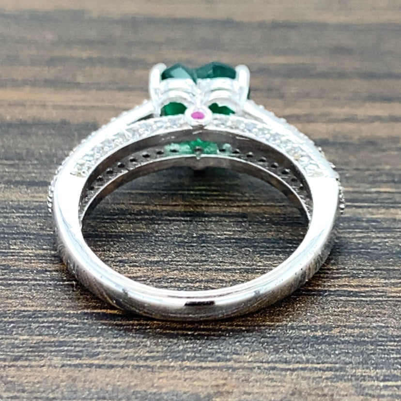 Heart-Shape Emerald Ring / 14k Solitaire Emerald Ring / Promise Ring / 14k Gold Stackable Emerald Ring Fine Jewelry - JayKrishna Diamond