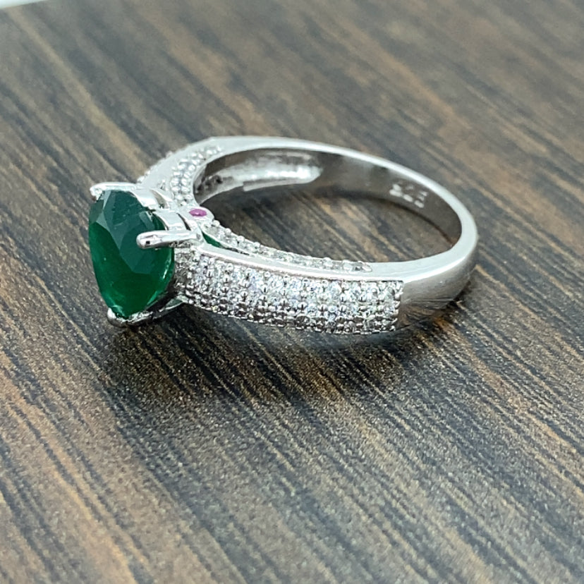 Heart-Shape Emerald Ring / 14k Solitaire Emerald Ring / Promise Ring / 14k Gold Stackable Emerald Ring Fine Jewelry - JayKrishna Diamond