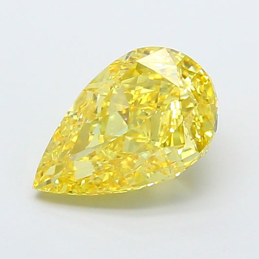 3.50 CT Pear Lab Grown Diamond | Yellow Color, VVS2 Clarity, | IGI Certified