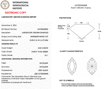 4 CT Vivid Green Marquise Lab Created Diamond For Engagement Ring