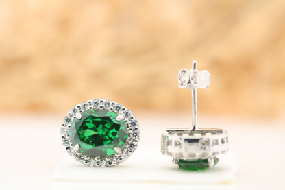 Mesmerizing marvel exquisite oval green onyx gemstone earrings - JayKrishna Diamond