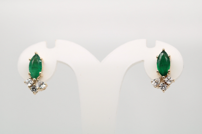 Emerald Green Marquise Cut Beautiful Fancy Earrings - JayKrishna Diamond