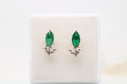 Emerald Green Marquise Cut Beautiful Fancy Earrings - JayKrishna Diamond