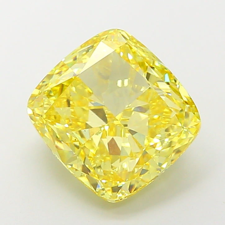 8 CT Square Cushion Cut Lab Created Diamond | Yellow Color, VS1 Clarity, IGI Certified