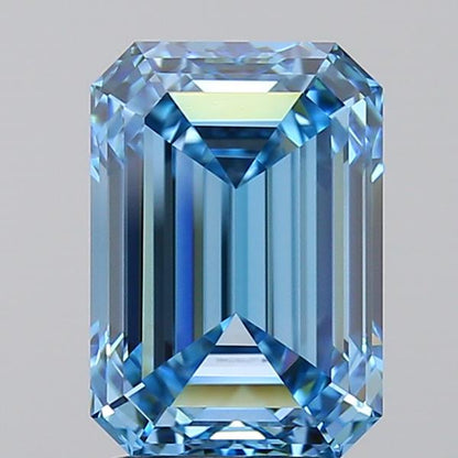 3 CT Emerald Cut Lab Created Diamond | VVS2 Clarity Blue Color | IGI Certified