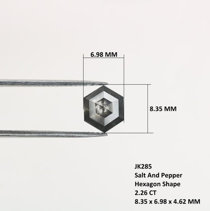 2.26 CT Natural Grey Galaxy Hexagon Shape Salt And Pepper Diamond For Her - JayKrishna Diamond