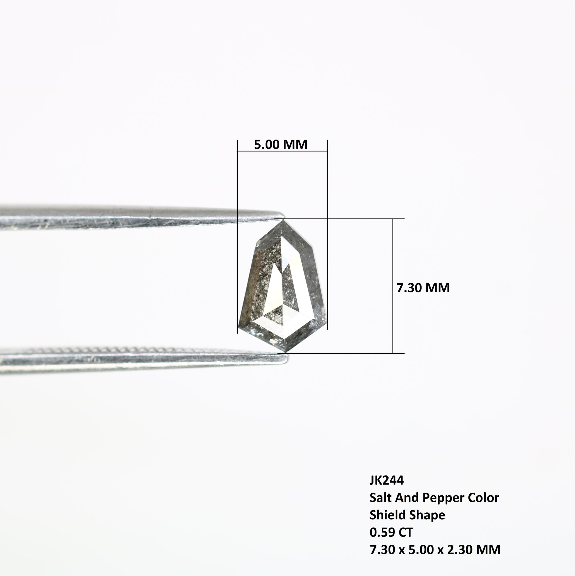 0.59 Carat Shield-Shaped Salt and Pepper Diamond – Striking Loose Gem for Celestial Galaxy Rings - JayKrishna Diamond