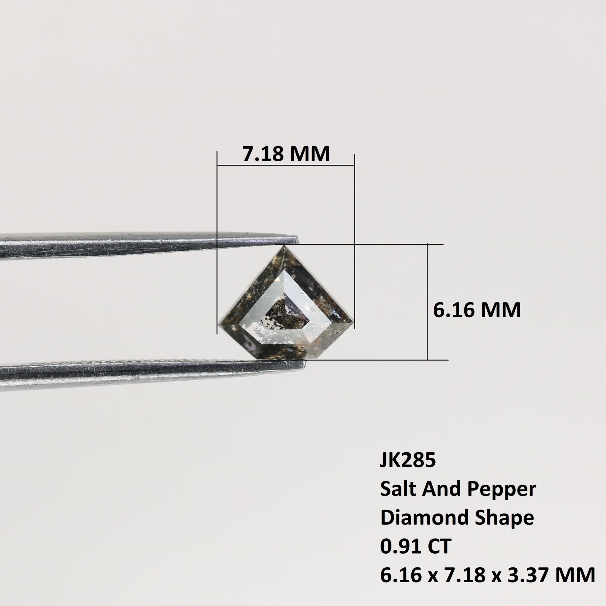 0.91 CT Natural Grey Galaxy Geometric Shape Salt And Pepper Diamond - JayKrishna Diamond