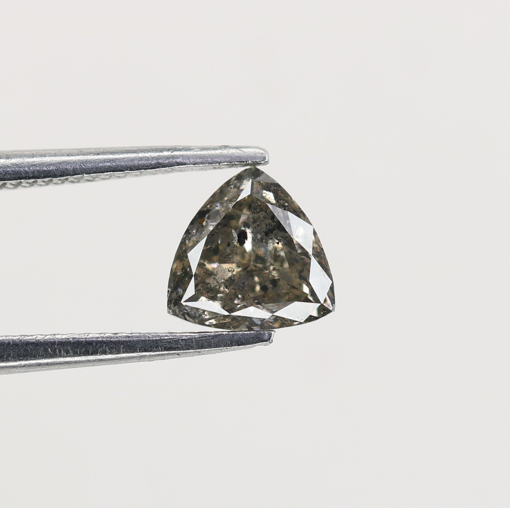 0.66 CT Natural Grey Galaxy Trillion Shape Salt and Pepper Diamond for Her - Unique Gemstone for Custom Jewelry Designs - JayKrishna Diamond