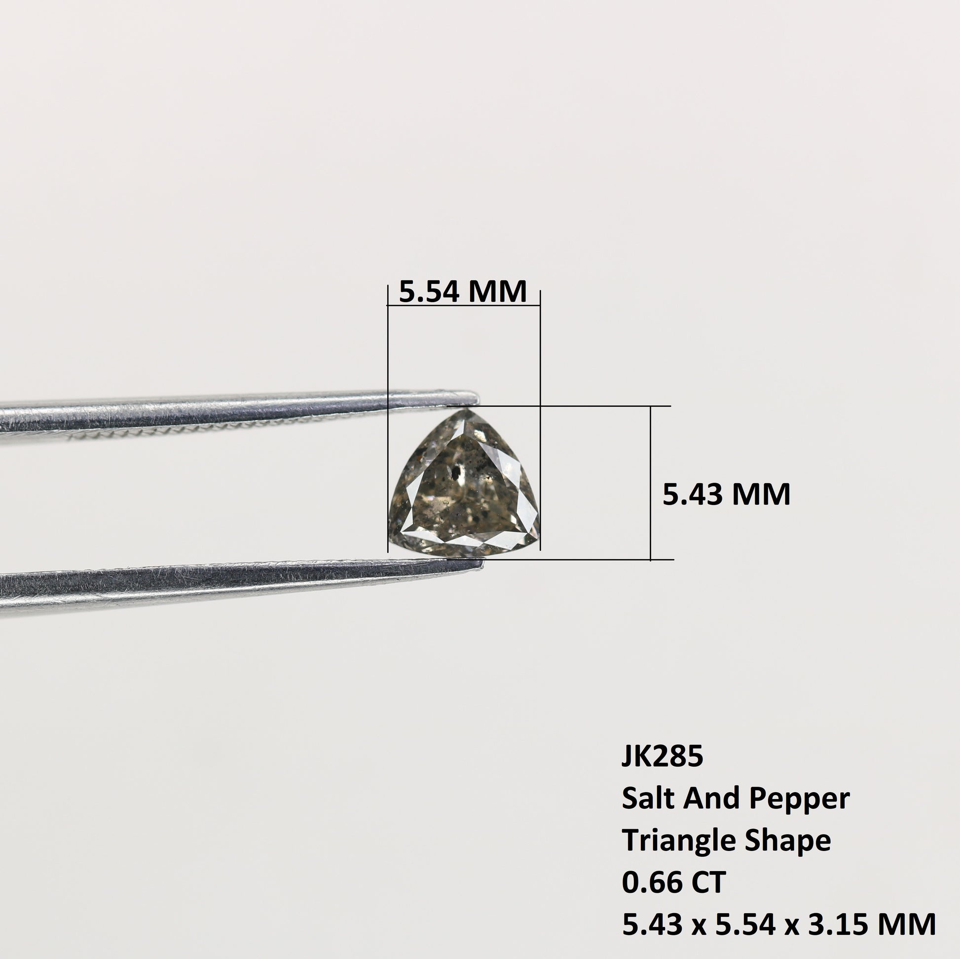 0.66 CT Natural Grey Galaxy Trillion Shape Salt and Pepper Diamond for Her - Unique Gemstone for Custom Jewelry Designs - JayKrishna Diamond