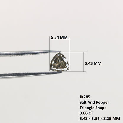 0.66 CT Natural Grey Galaxy Trillion Shape Salt and Pepper Diamond for Her - Unique Gemstone for Custom Jewelry Designs - JayKrishna Diamond