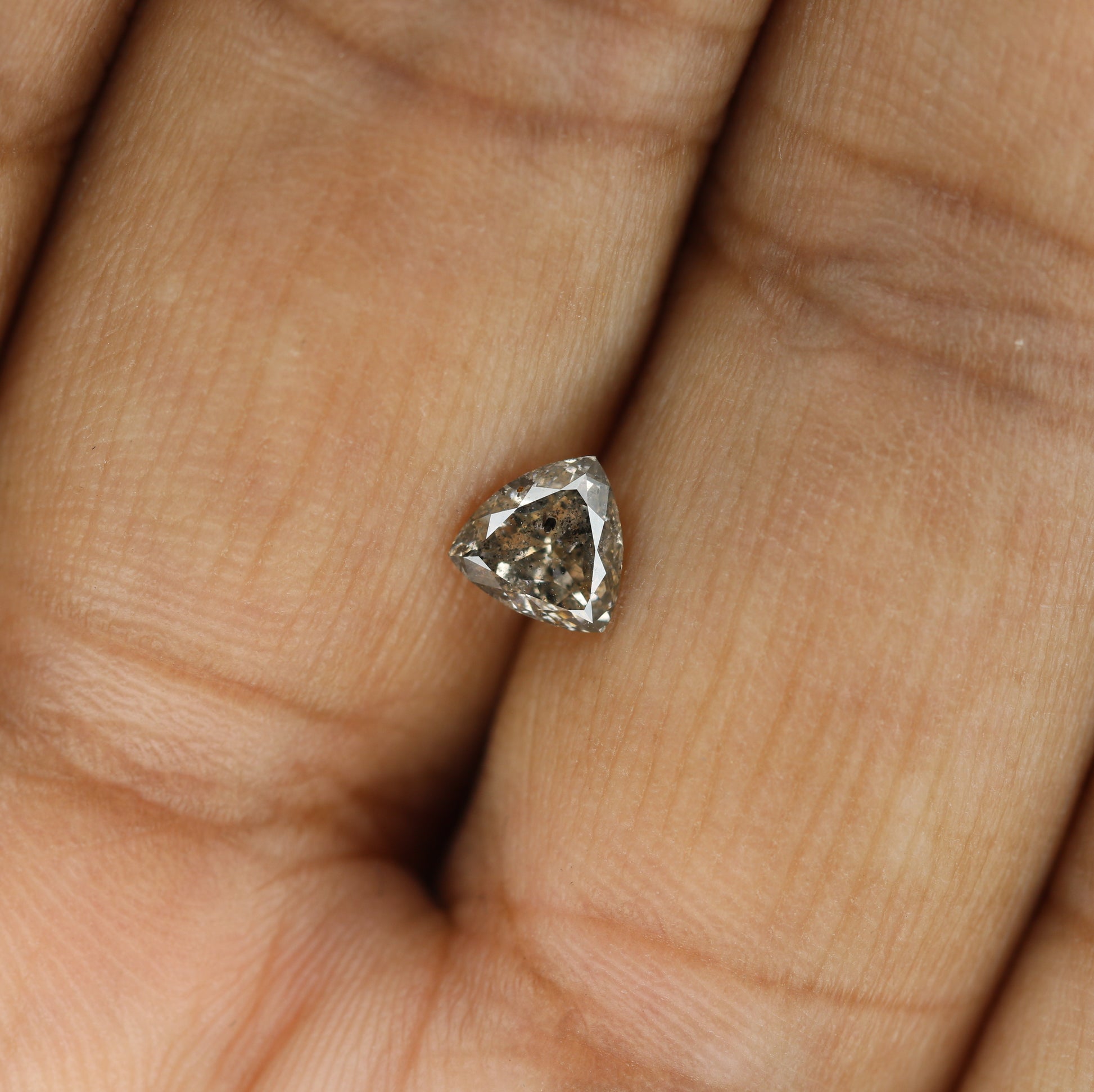 0.66 CT Natural Grey Galaxy Trillion Shape Salt and Pepper Diamond for Her - Unique Gemstone for Custom Jewelry Designs - JayKrishna Diamond