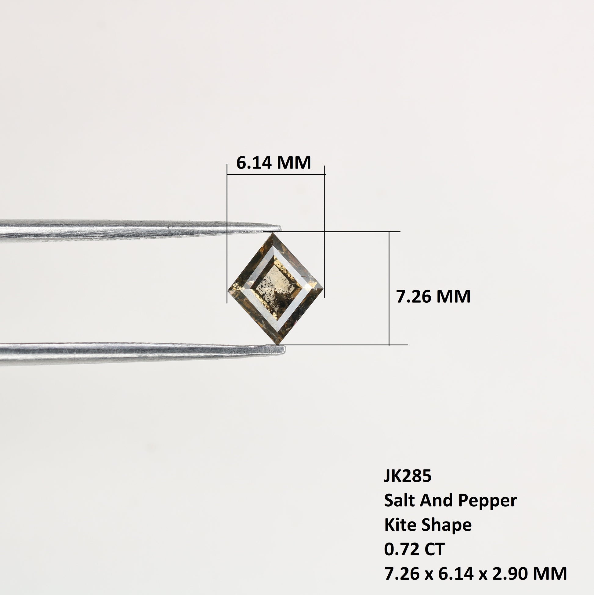 0.72 CT Natural Grey Galaxy Kite Shape Salt And Pepper Diamond For Her - JayKrishna Diamond