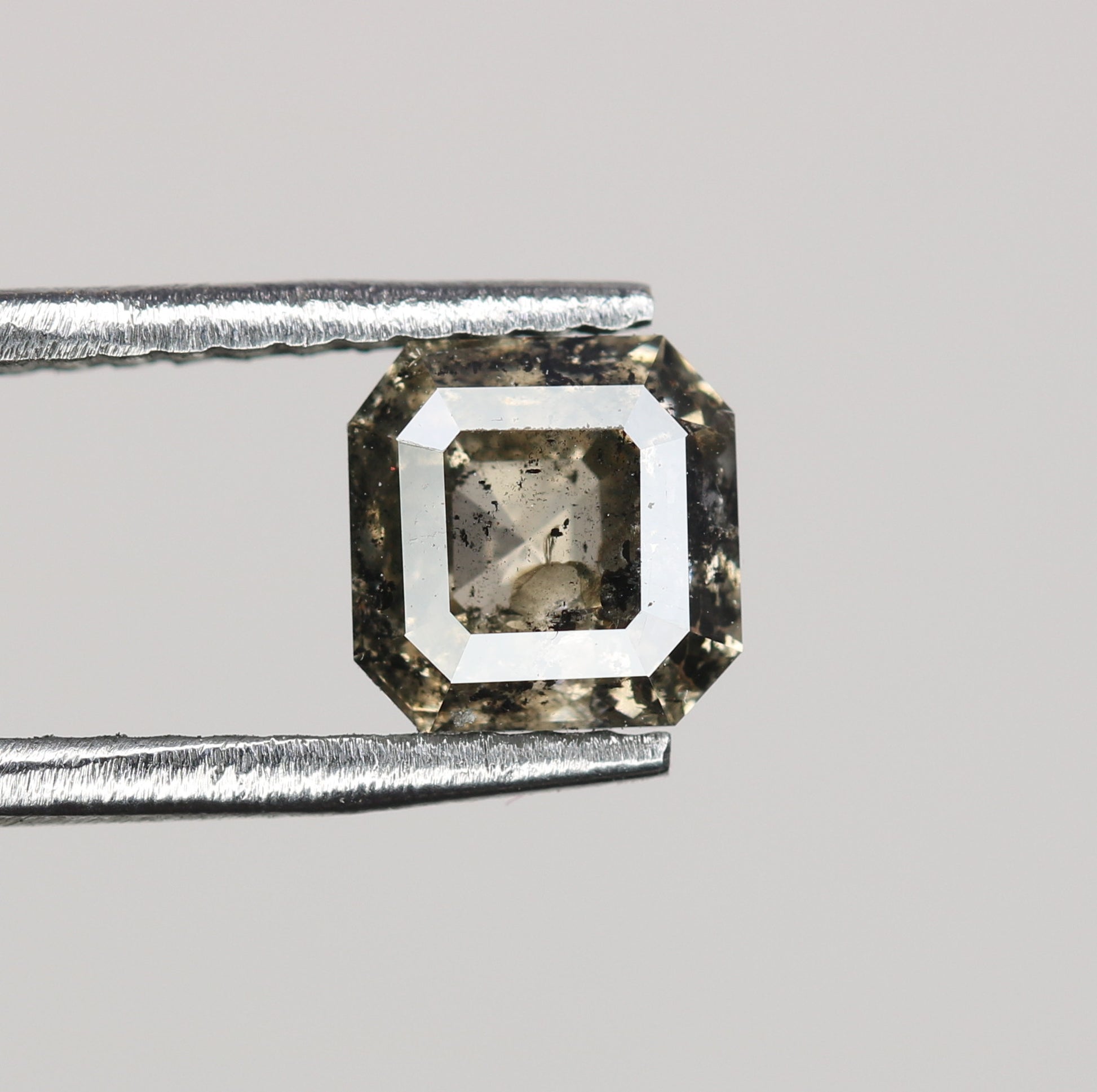 0.76 CT Natural Grey Galaxy Asscher Shape Salt And Pepper Diamond For Her - JayKrishna Diamond