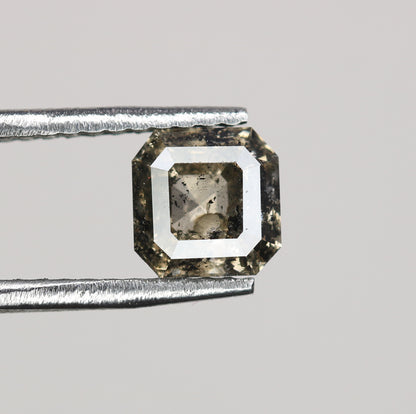 0.76 CT Natural Grey Galaxy Asscher Shape Salt And Pepper Diamond For Her - JayKrishna Diamond