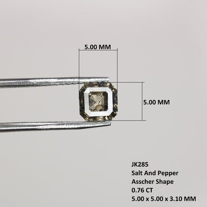0.76 CT Natural Grey Galaxy Asscher Shape Salt And Pepper Diamond For Her - JayKrishna Diamond
