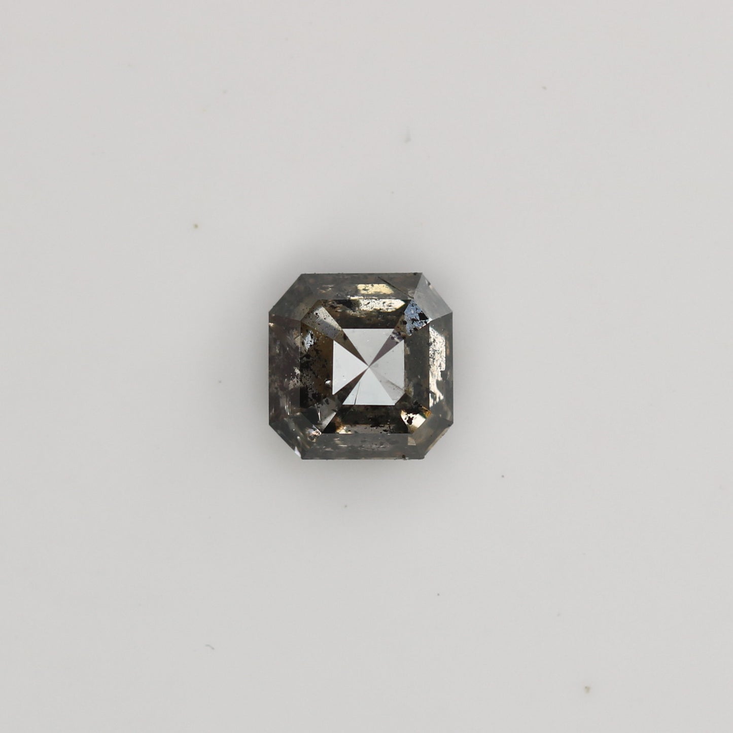 0.76 CT Natural Grey Galaxy Asscher Shape Salt And Pepper Diamond For Her - JayKrishna Diamond