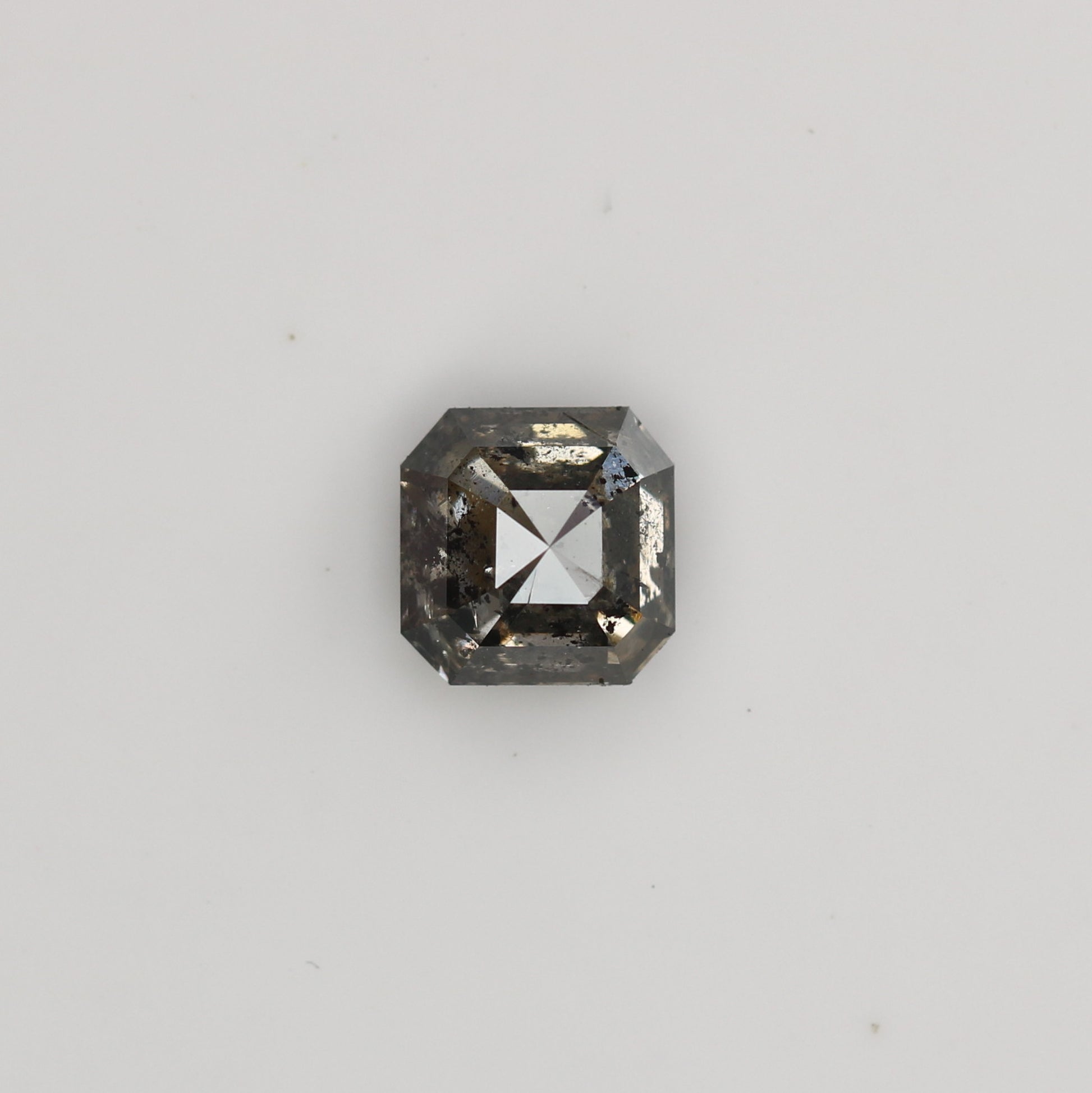 0.76 CT Natural Grey Galaxy Asscher Shape Salt And Pepper Diamond For Her - JayKrishna Diamond