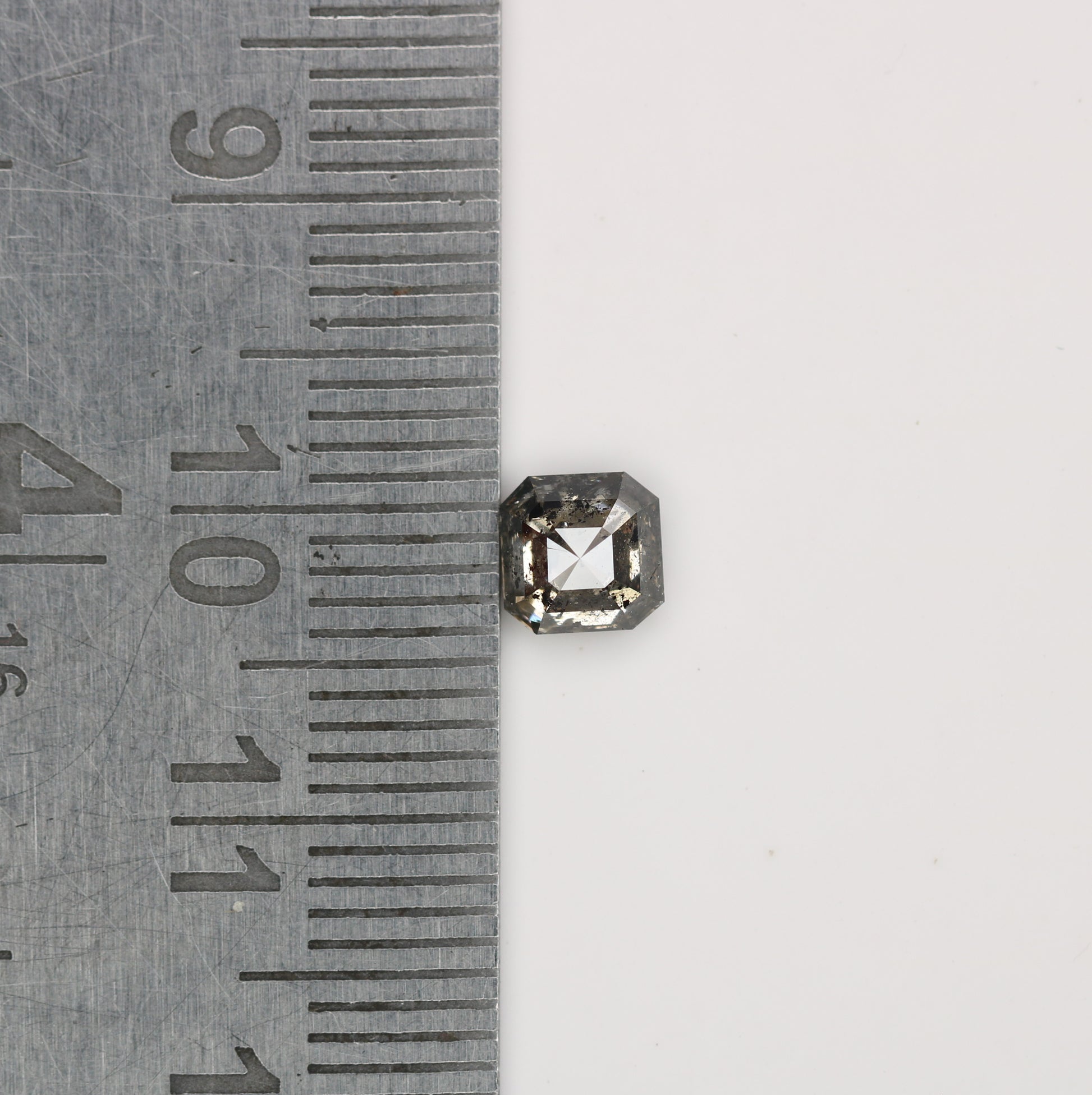 0.76 CT Natural Grey Galaxy Asscher Shape Salt And Pepper Diamond For Her - JayKrishna Diamond