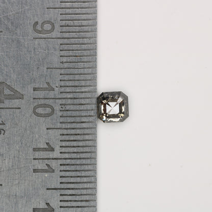 0.76 CT Natural Grey Galaxy Asscher Shape Salt And Pepper Diamond For Her - JayKrishna Diamond