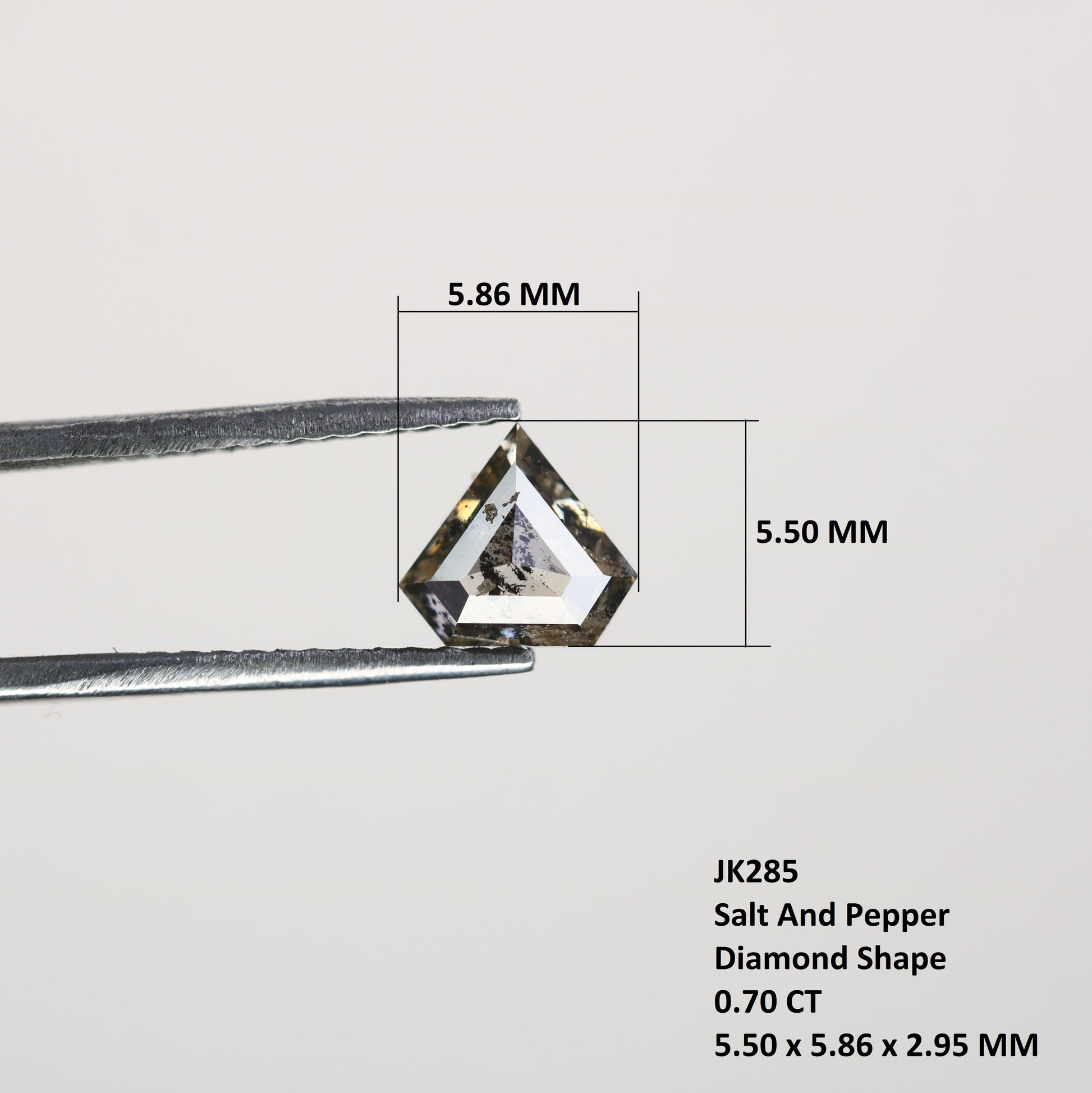 0.70 CT Natural Grey Galaxy Geometric Diamond Shape Salt And Pepper Diamond For Her - JayKrishna Diamond